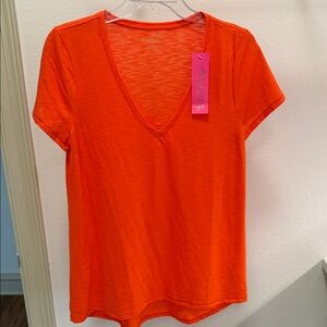 Lilly Pulitzer Bright Orange V-Neck Tee